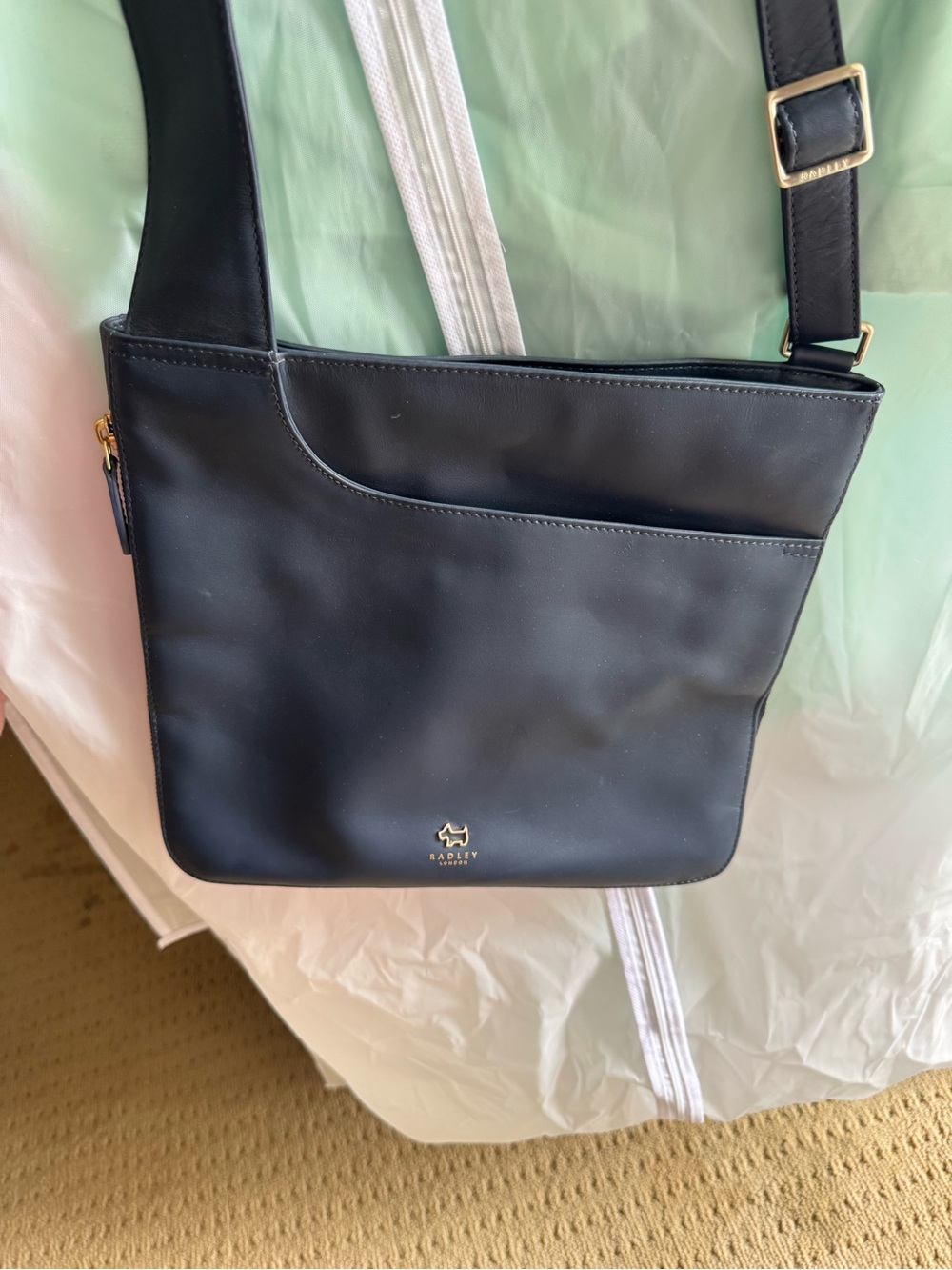 NWT RADLEY LONDON Black Crossbody Bag with Gold Hardware